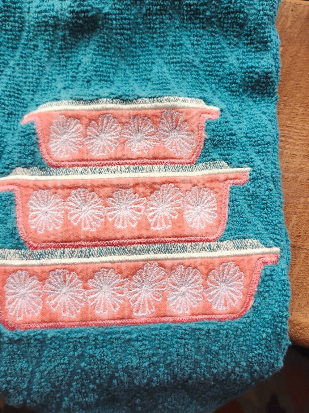 Pyrex pink daisy kitchen towel